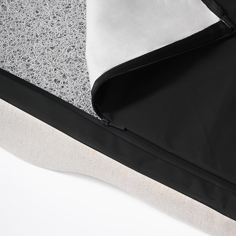 Zenest Ridge large orthopedic dog bed construction detail: zipped cover reveals washable core.