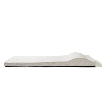 Zenest Ridge™ large orthopedic dog bed, light gray textured fabric, side view with headrest.